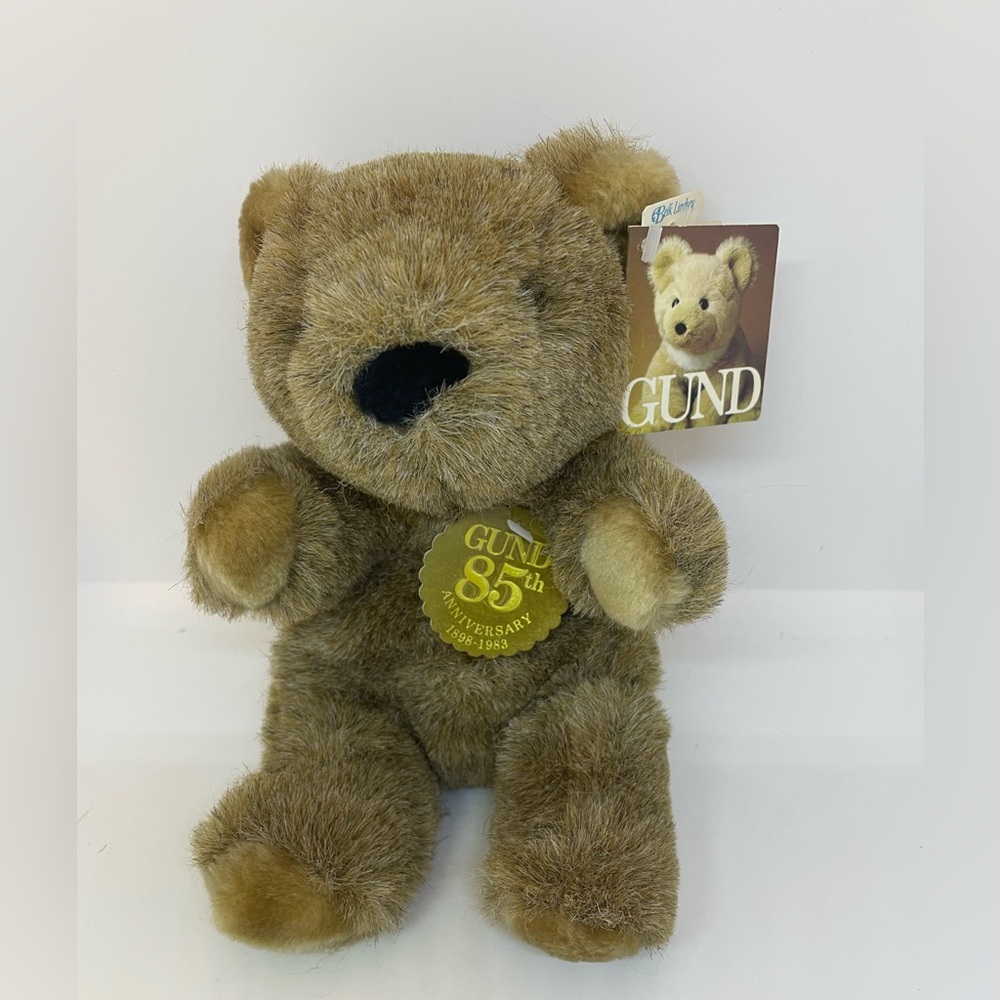 GUND Brown Plush Bear with Gold Anniversary Medallion